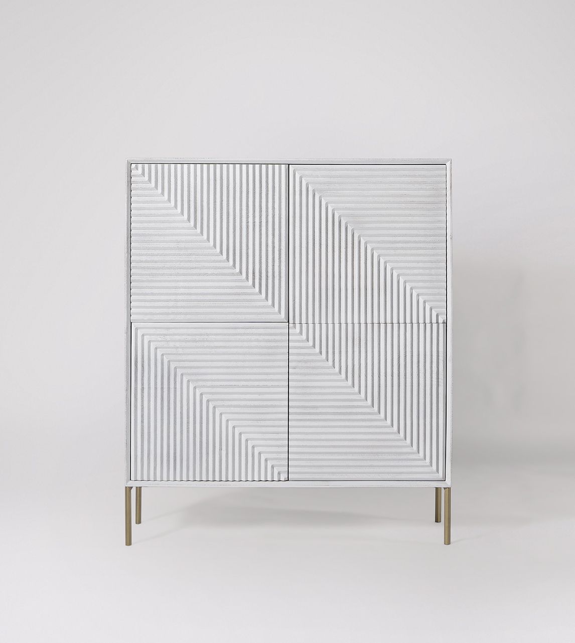 Seville MidCentury in Sandblasted White Mango Wood & Brass Swoon