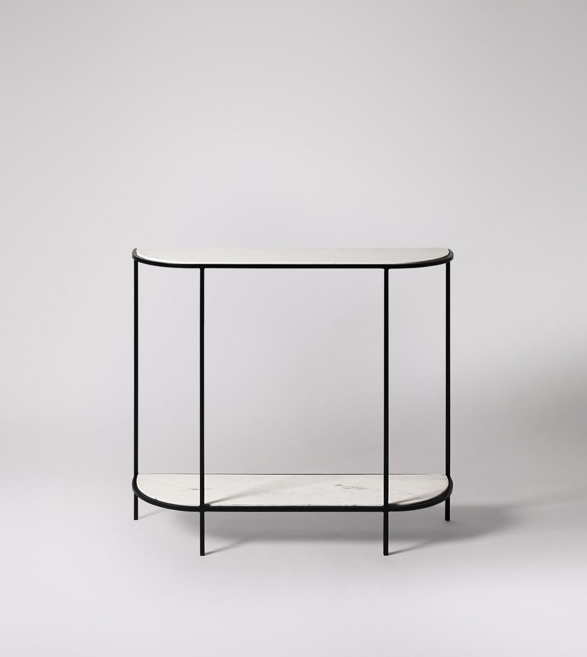 Sienna Deco Style Console Table in Black Steel & White Marble Swoon