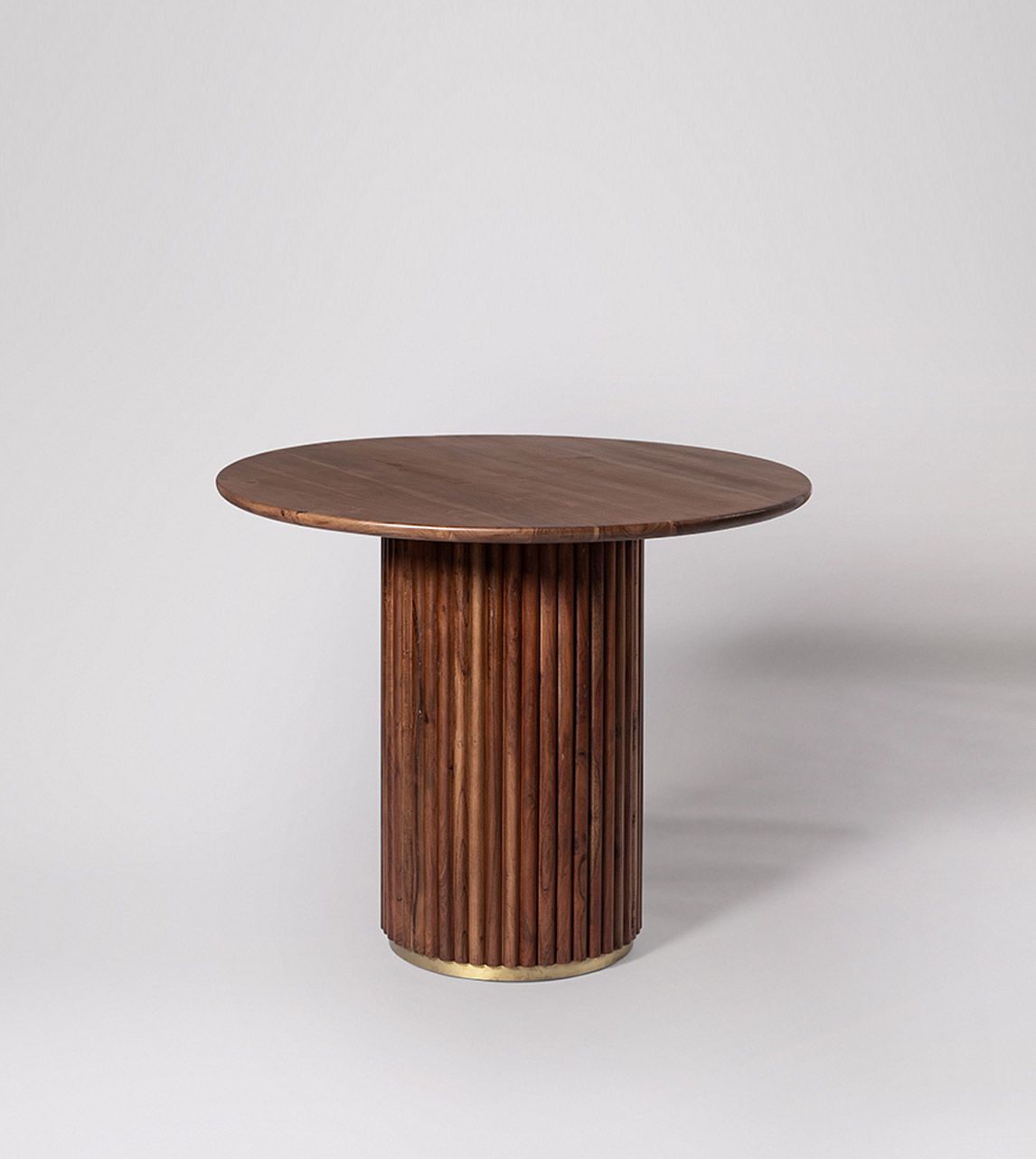 Skinner Scandi Fourseater Dining Table in Dark Brown Acacia & Brass