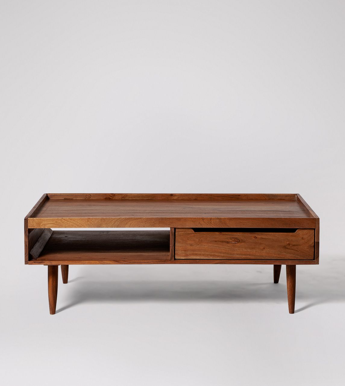 Mid century modern coffee shop table with drawers