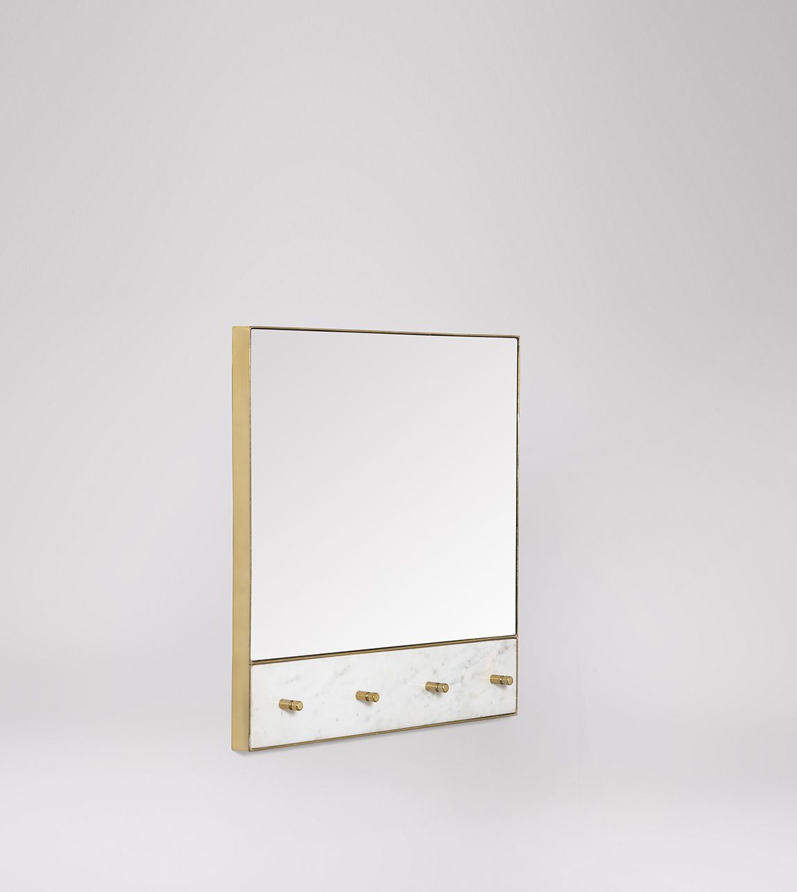 Teesdale Square Mirror in White Marble & Brass Swoon