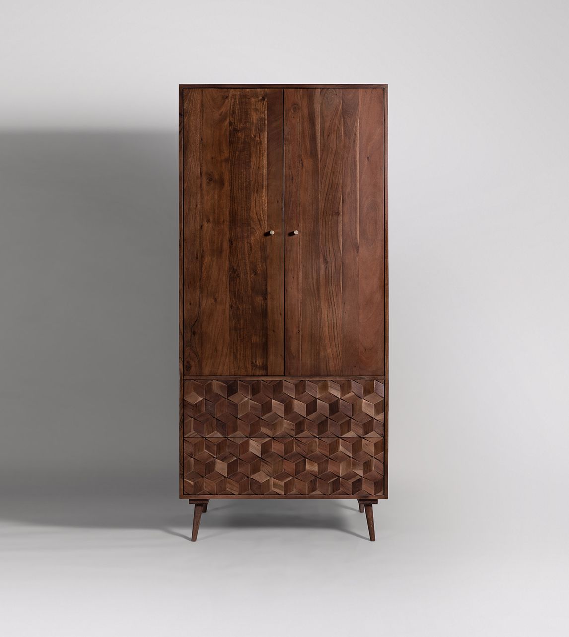 Terning MidCentury Double Wardrobe in Dark Brown Acacia Swoon