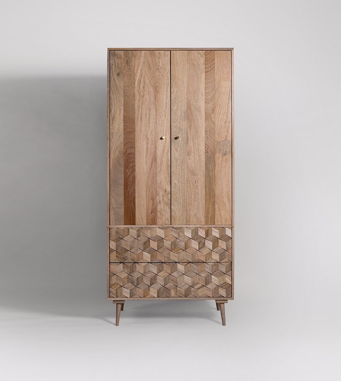 Terning MidCentury Double Wardrobe in Natural Mango Wood Swoon