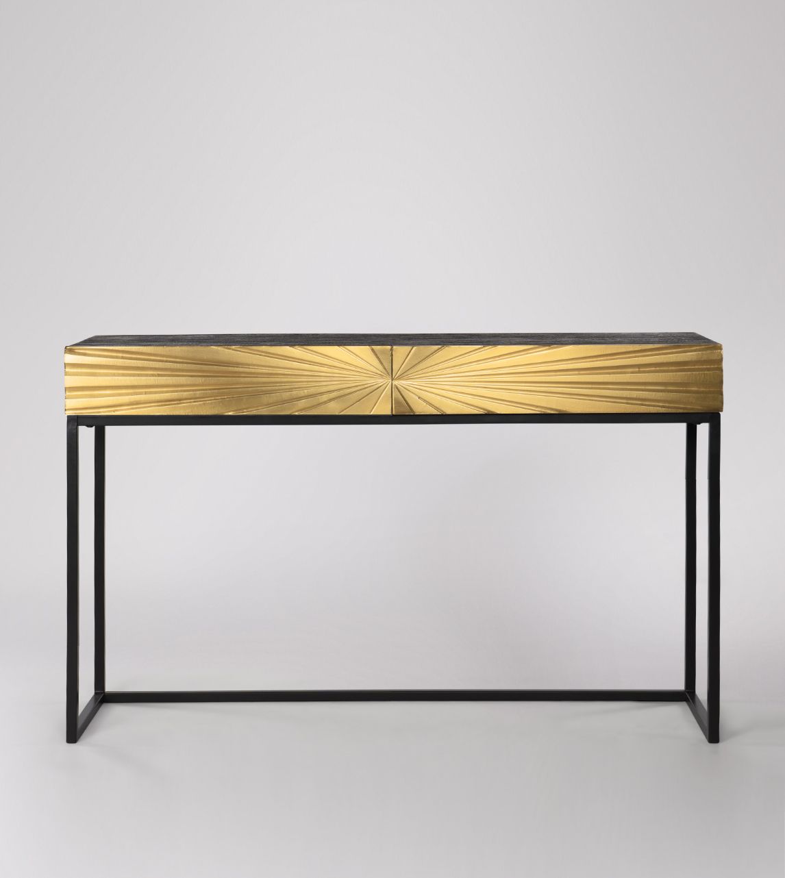 Ziggy Art Deco Console Table in Brass & Black Mango Wood Swoon