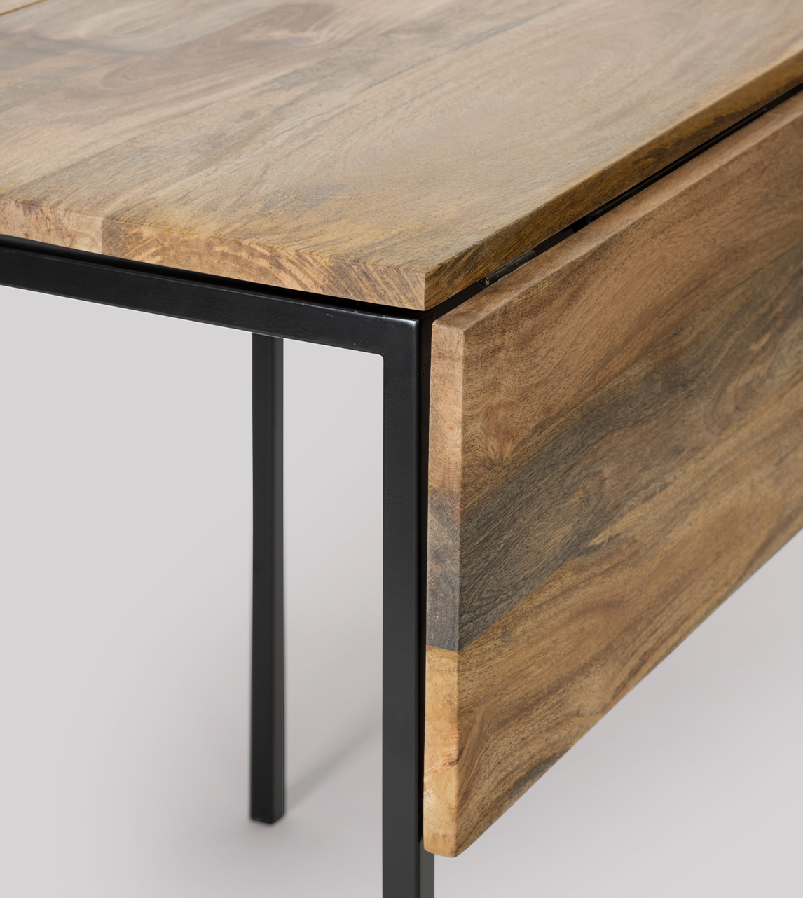 Docklands Industrial Drop Leaf Dining Table in Natural Mango Wood