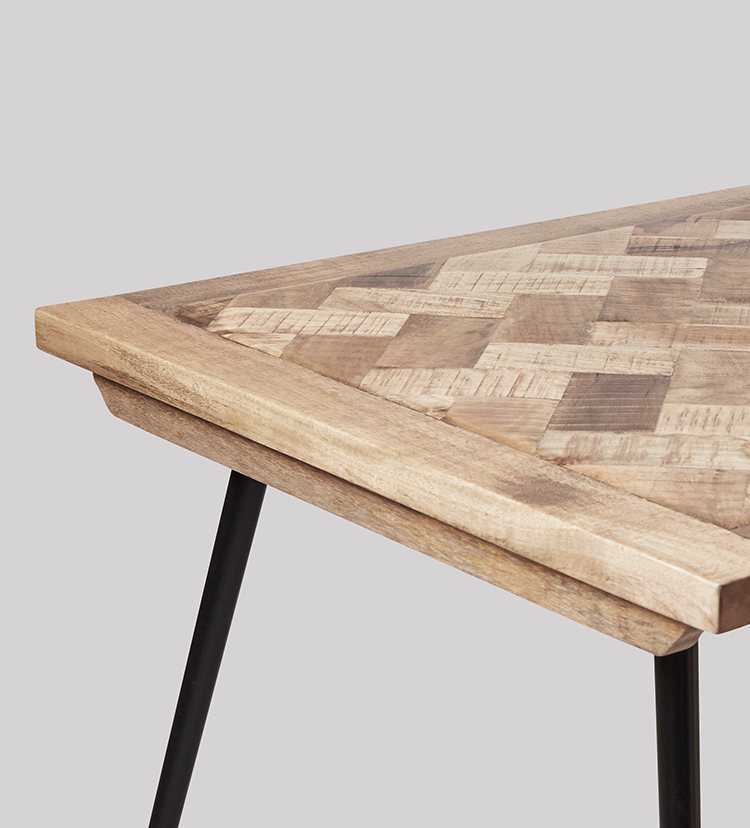 Ellis Industrial Small Dining Table in Natural Mango Wood & Matt Black