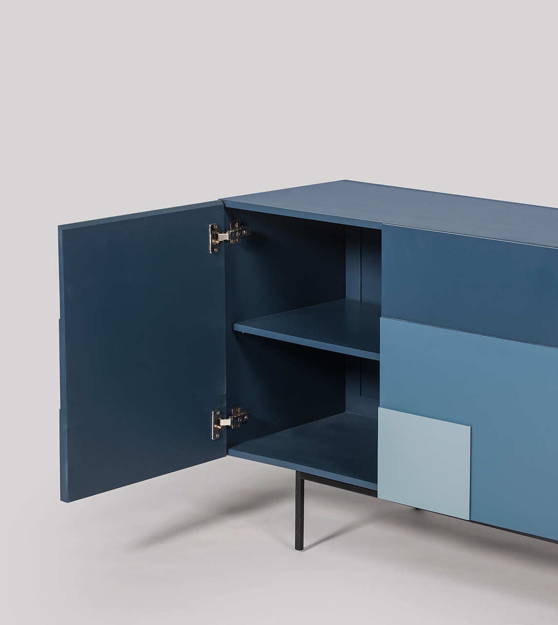 Ellsworth Contemporary Sideboard in Blue & Matt Black Steel Swoon