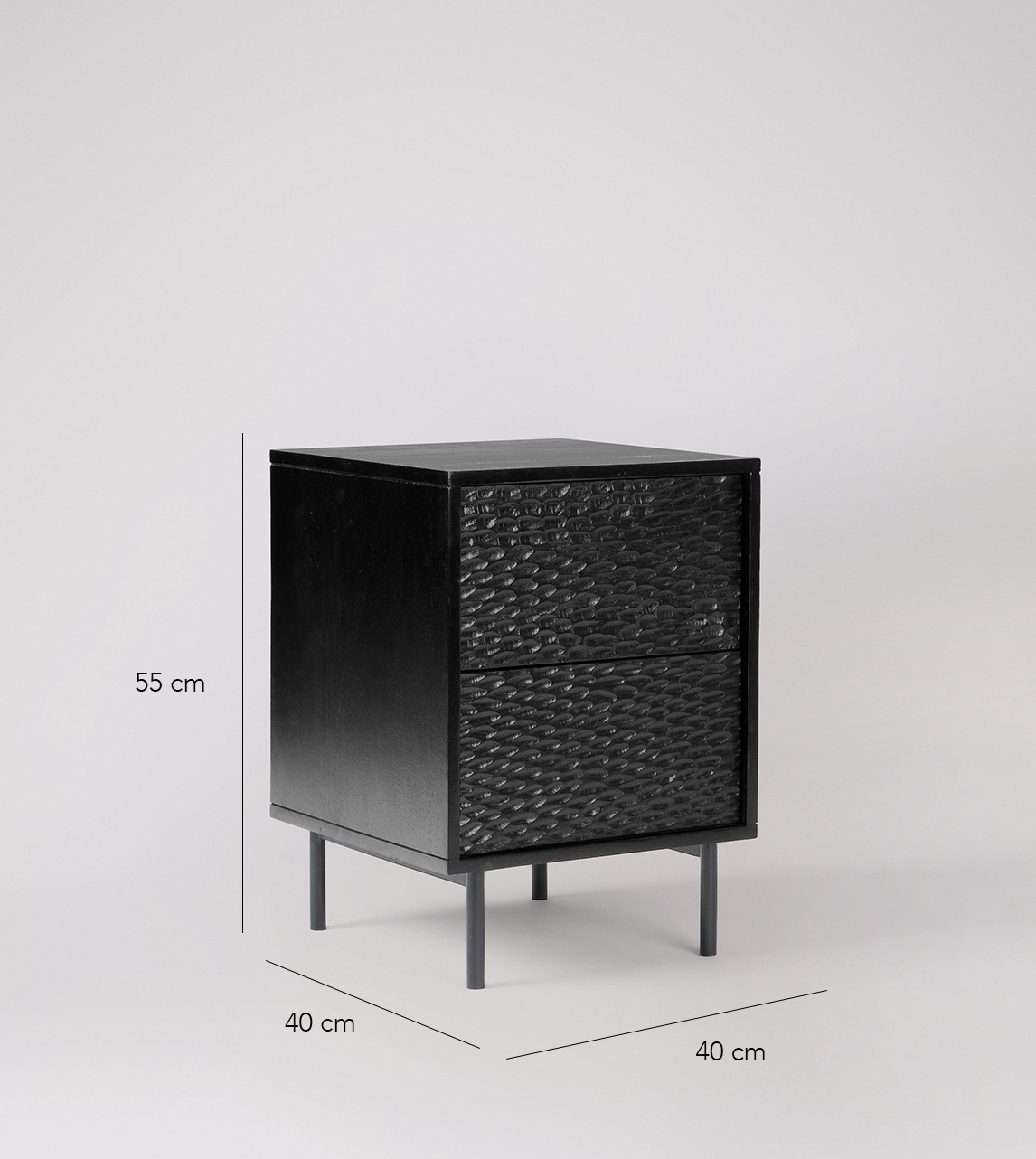 Epping Contemporary Bedside Table in Black Mango Wood & Matt Black