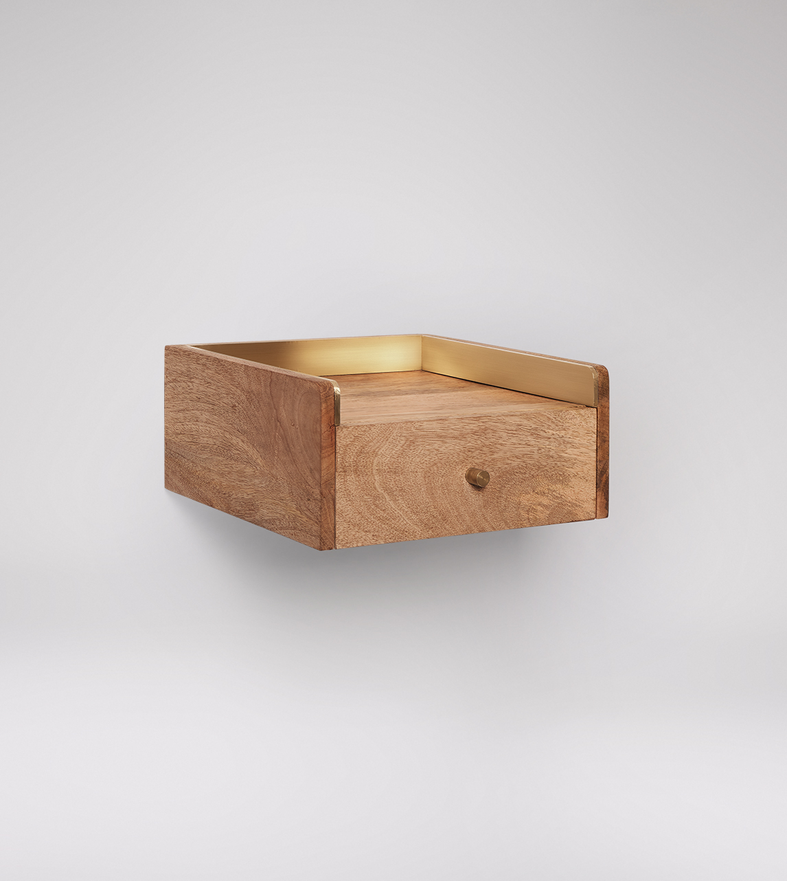 Fresco Scandi Style, WallMounted Bedside Table in Natural Mango Wood