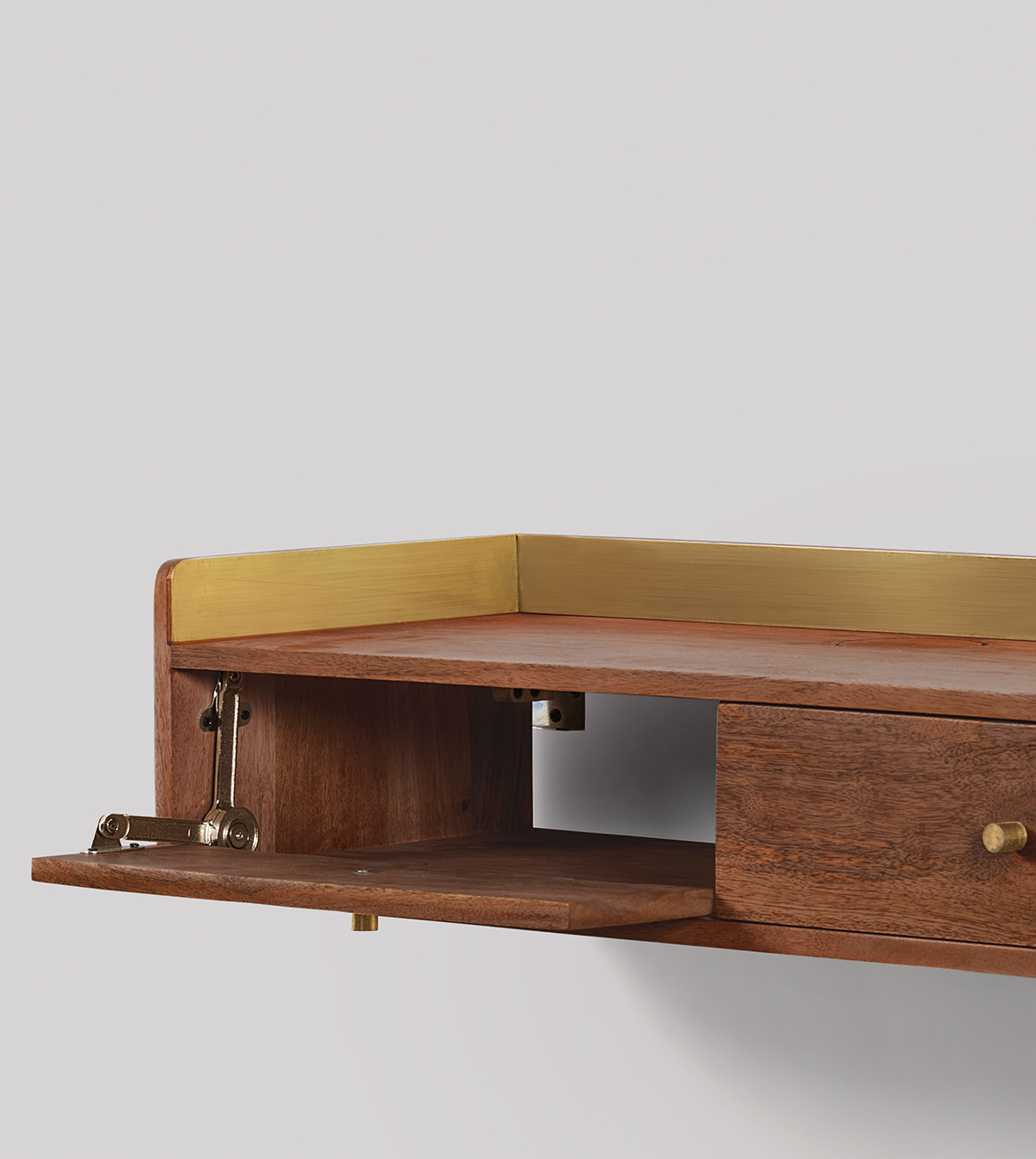 Fresco Scandi Style, WallMounted TV Stand in Light Brown Mango Wood