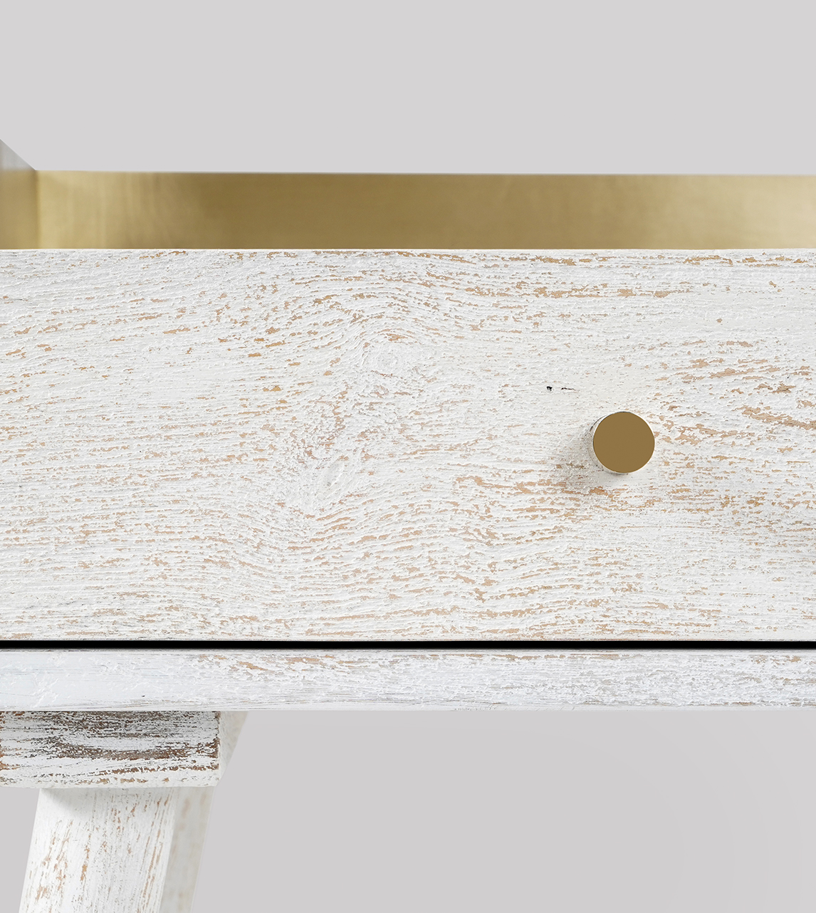 Fresco Mid Century Bedside Table in Sandblasted White Mango Wood