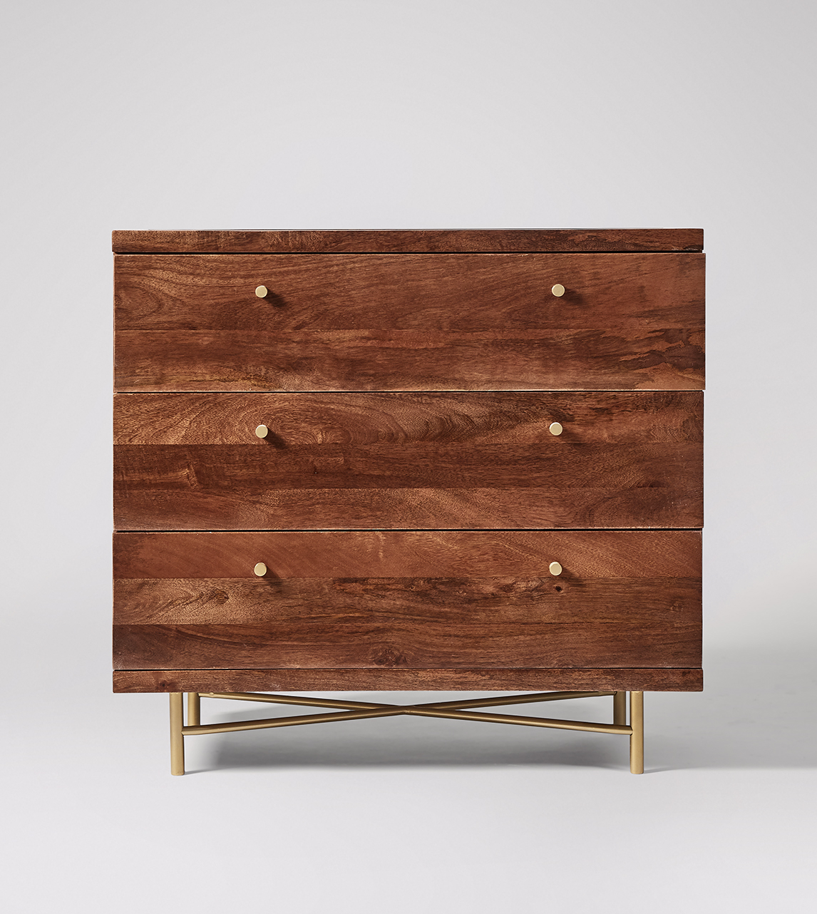 Halle MidCentury Modern Style, ThreeDrawer Chest of Drawers in Light