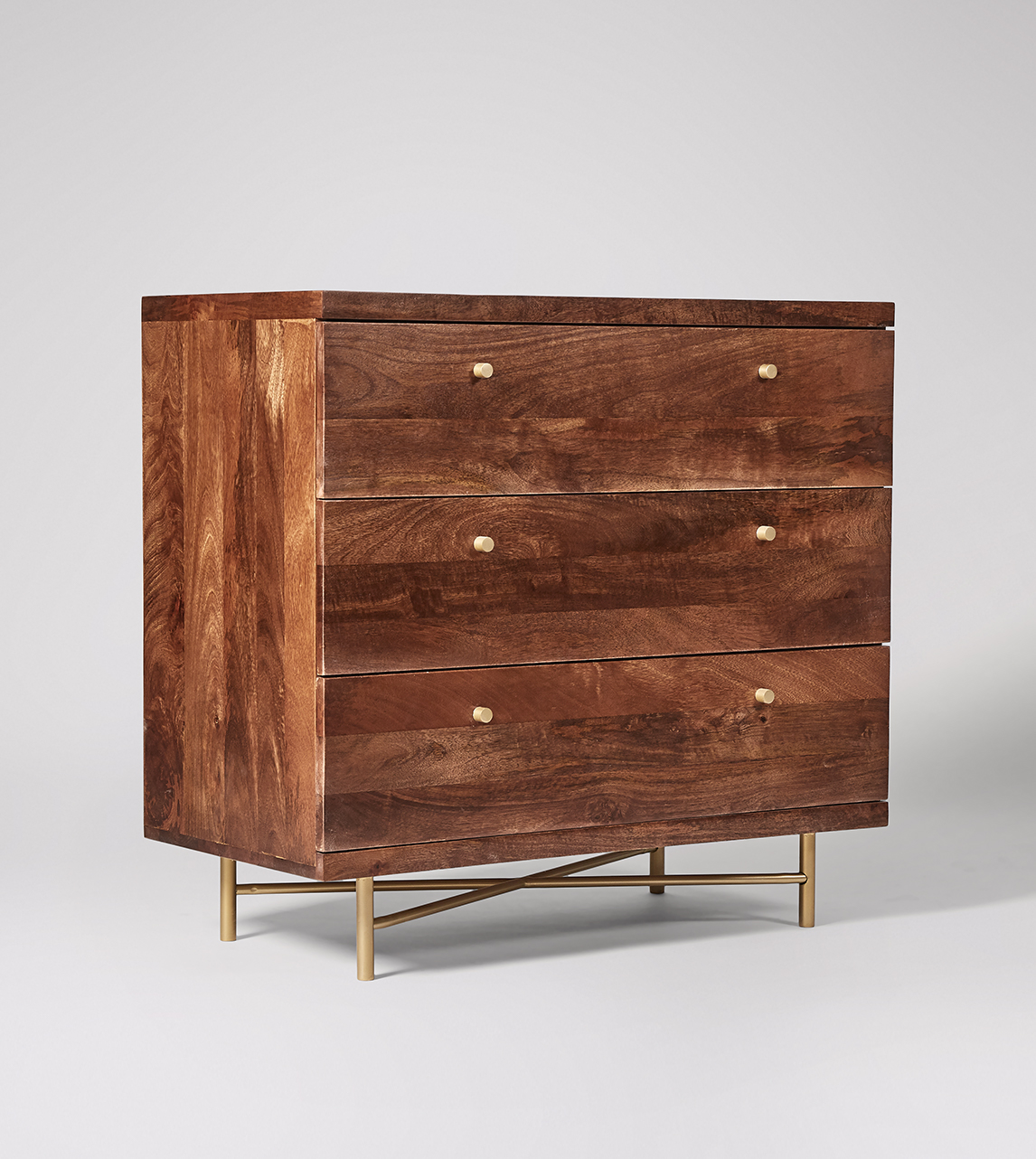Halle MidCentury Modern Style, ThreeDrawer Chest of Drawers in Light