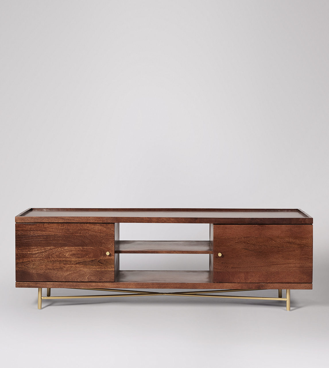 Brass and deals wood tv stand