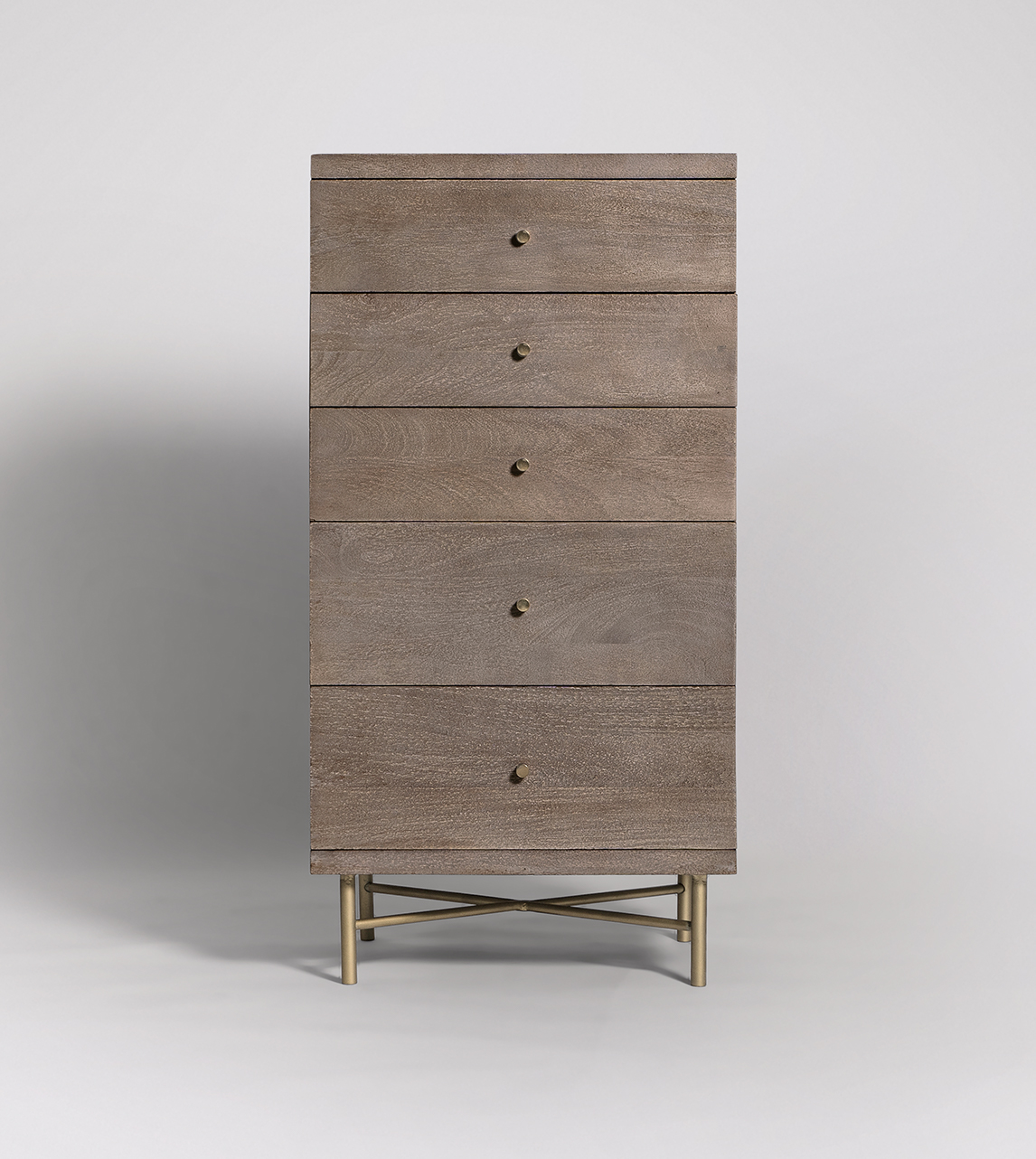 Halle Fivedrawer Tallboy Chest of Drawers, MidCentury Modern Style in