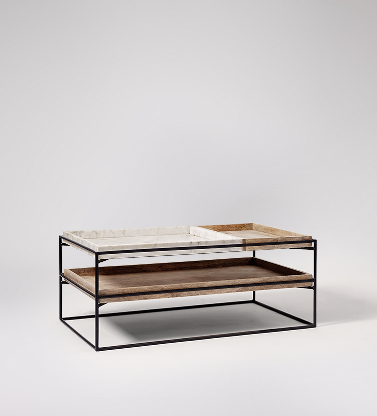 Hansel Contemporary Coffee Table in White Marble And Iron Swoon