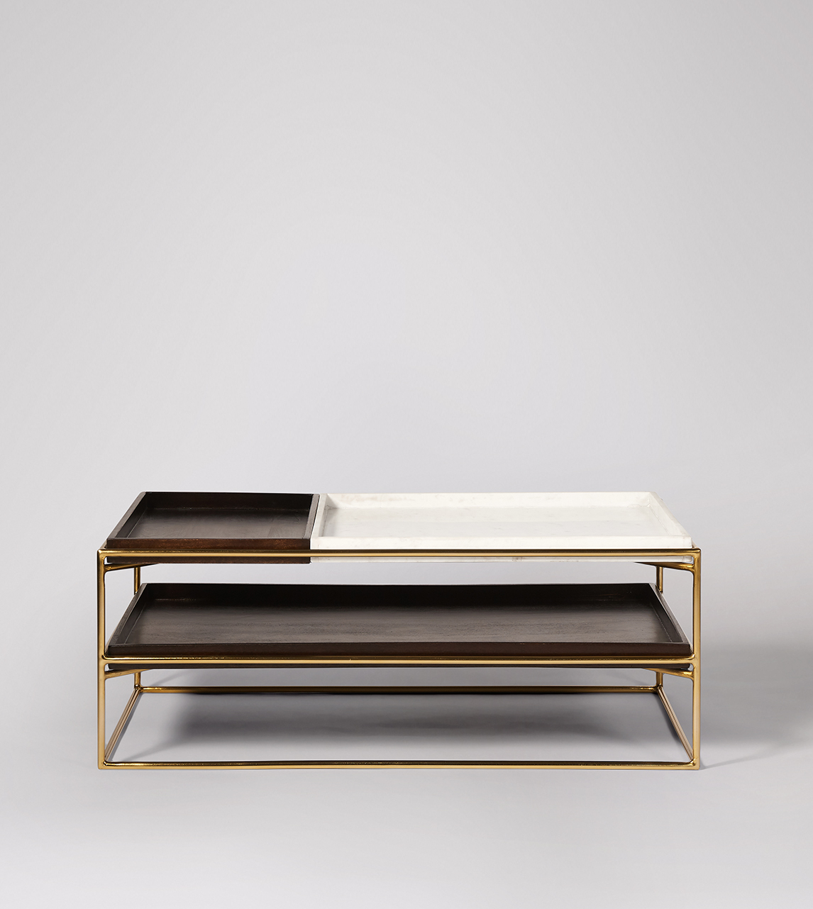 Hansel Coffee Table in White Marble And Brass Swoon