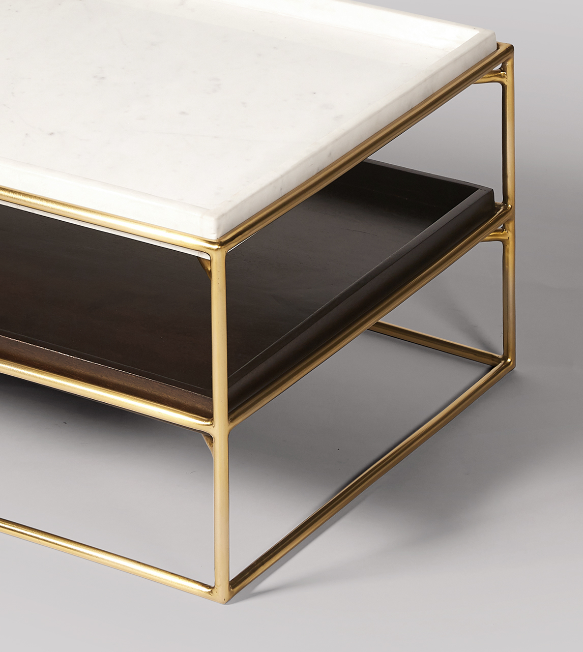 Hansel Coffee Table in White Marble And Brass Swoon