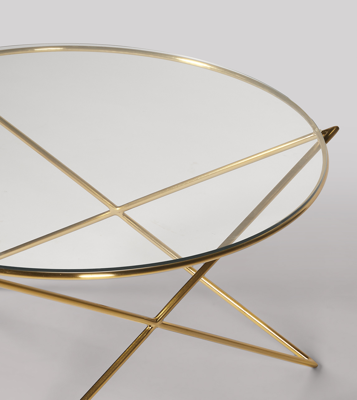 Holborn Coffee Table, Contemporary Style in Brass & Glass Swoon