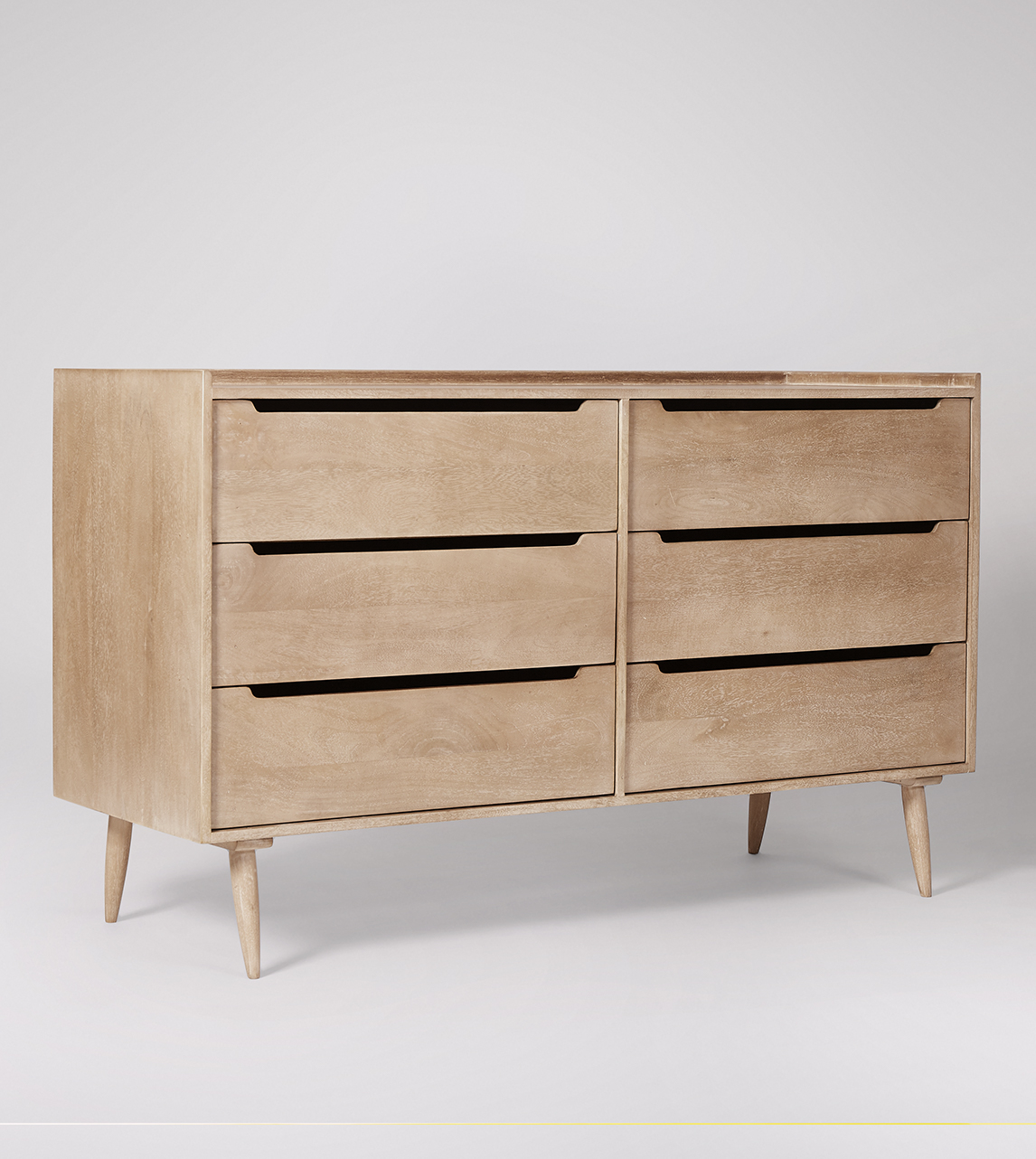 Southwark Scandi Style SixDrawer Chest of Drawers in Grey Wash Mango