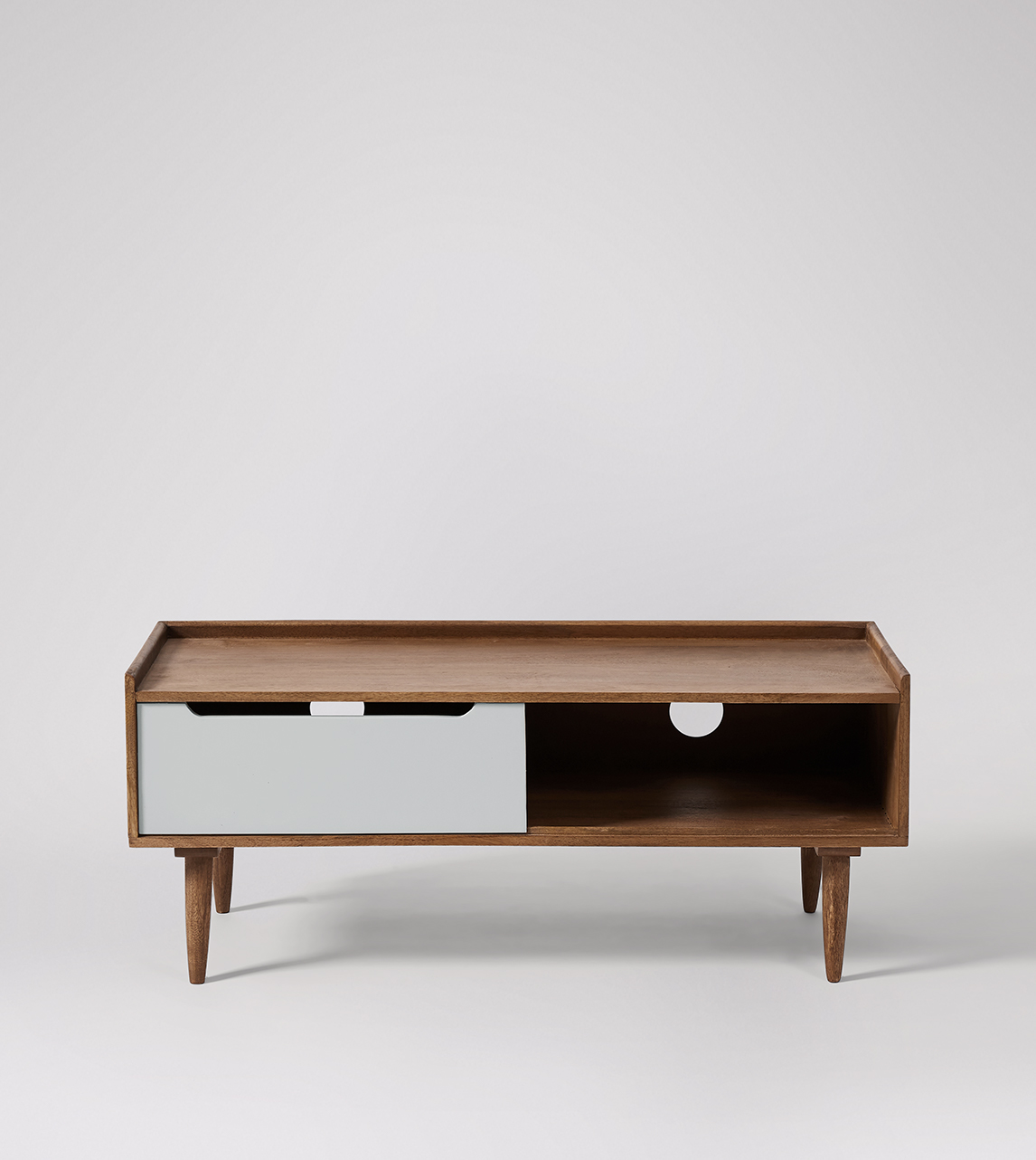 Southwark Contemporary Style Tv Stand In Light Grey Mango Wood Swoon The freestanding vanderbilt tv stand is an elegant choice for your contemporary features: southwark