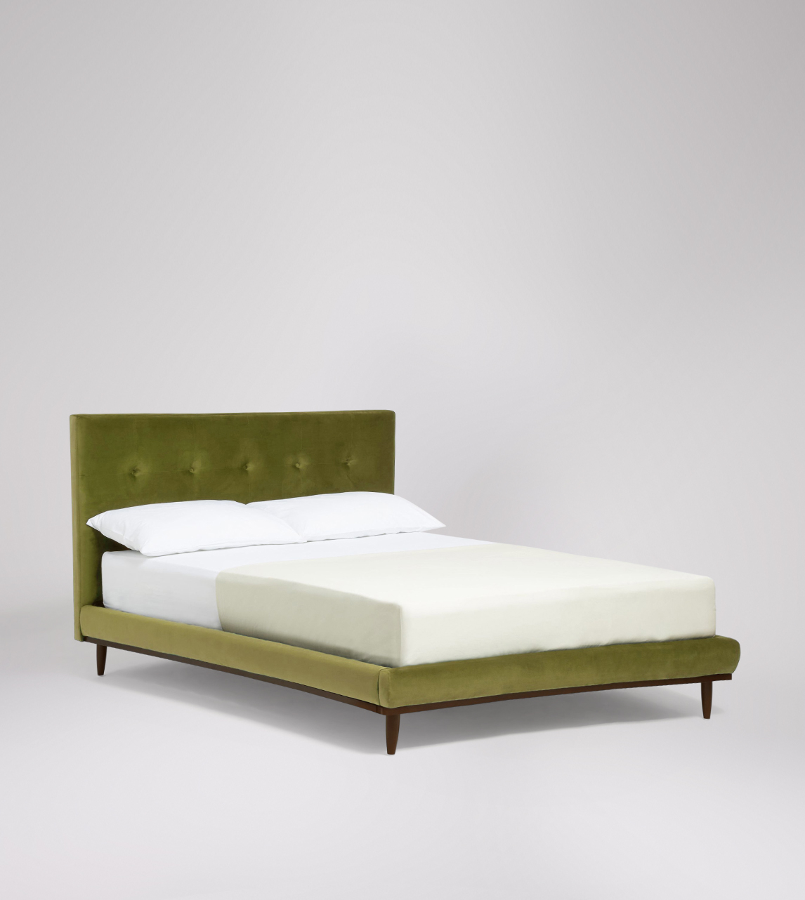 Green velvet king store bed frame