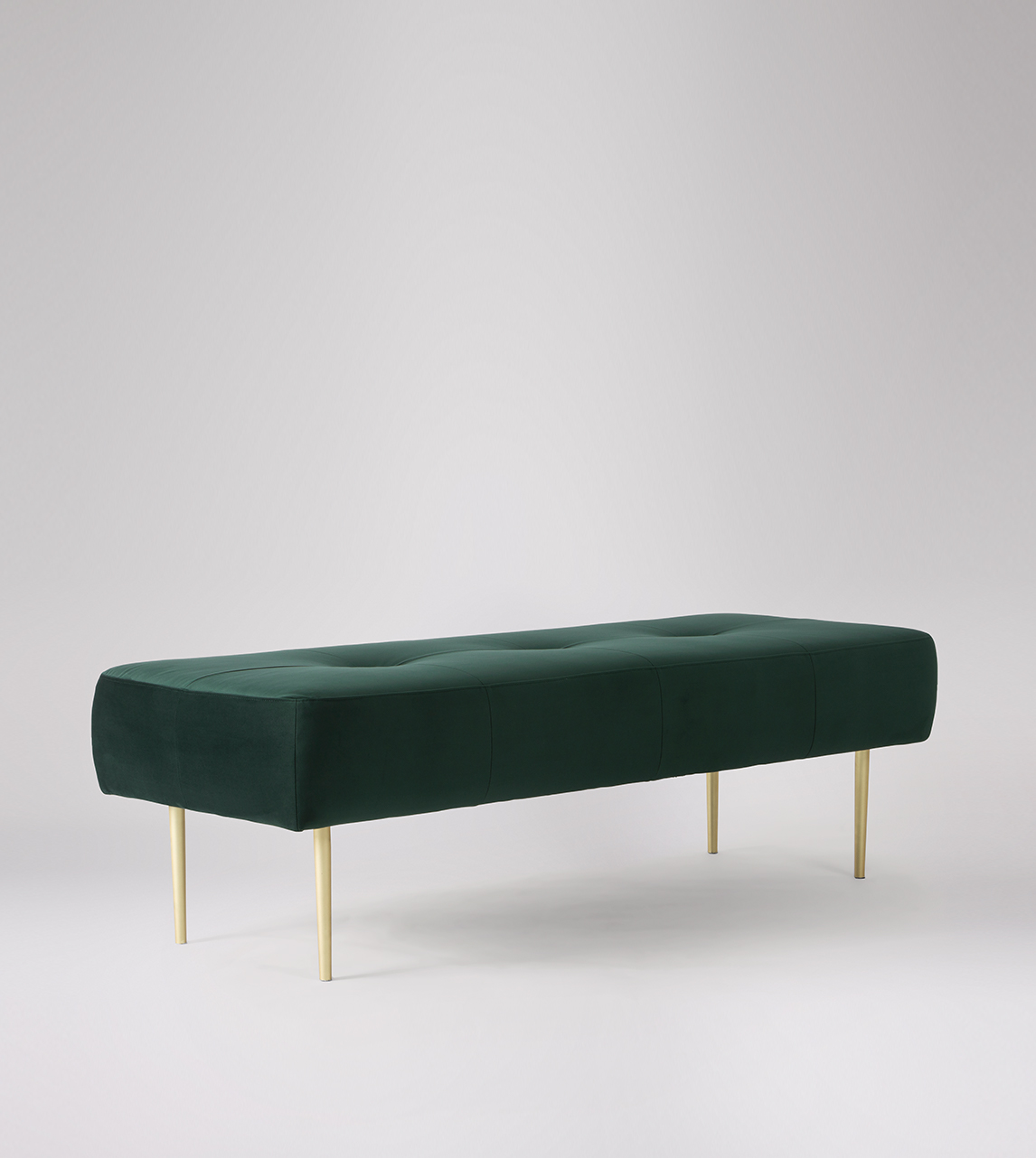 Kohl Contemporary Bench in Dark Green Velvet & Brass Swoon