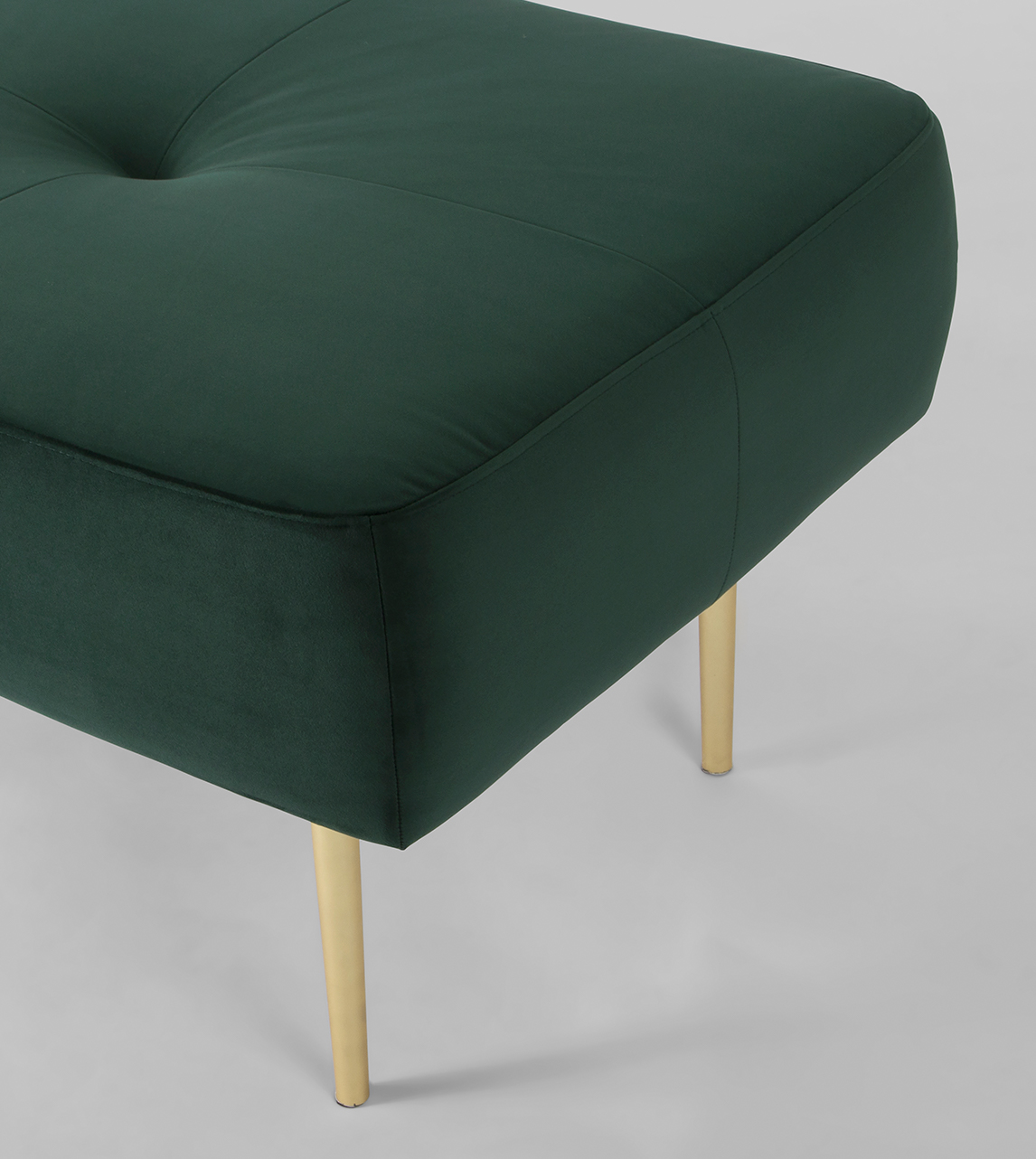 Kohl Contemporary Bench in Dark Green Velvet & Brass Swoon