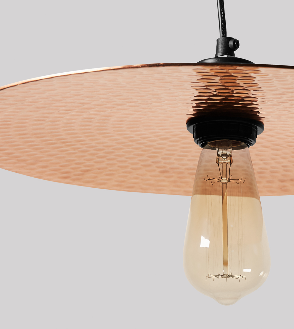 Lezel Contemporary Style Pendant in Black Iron & Copper Swoon