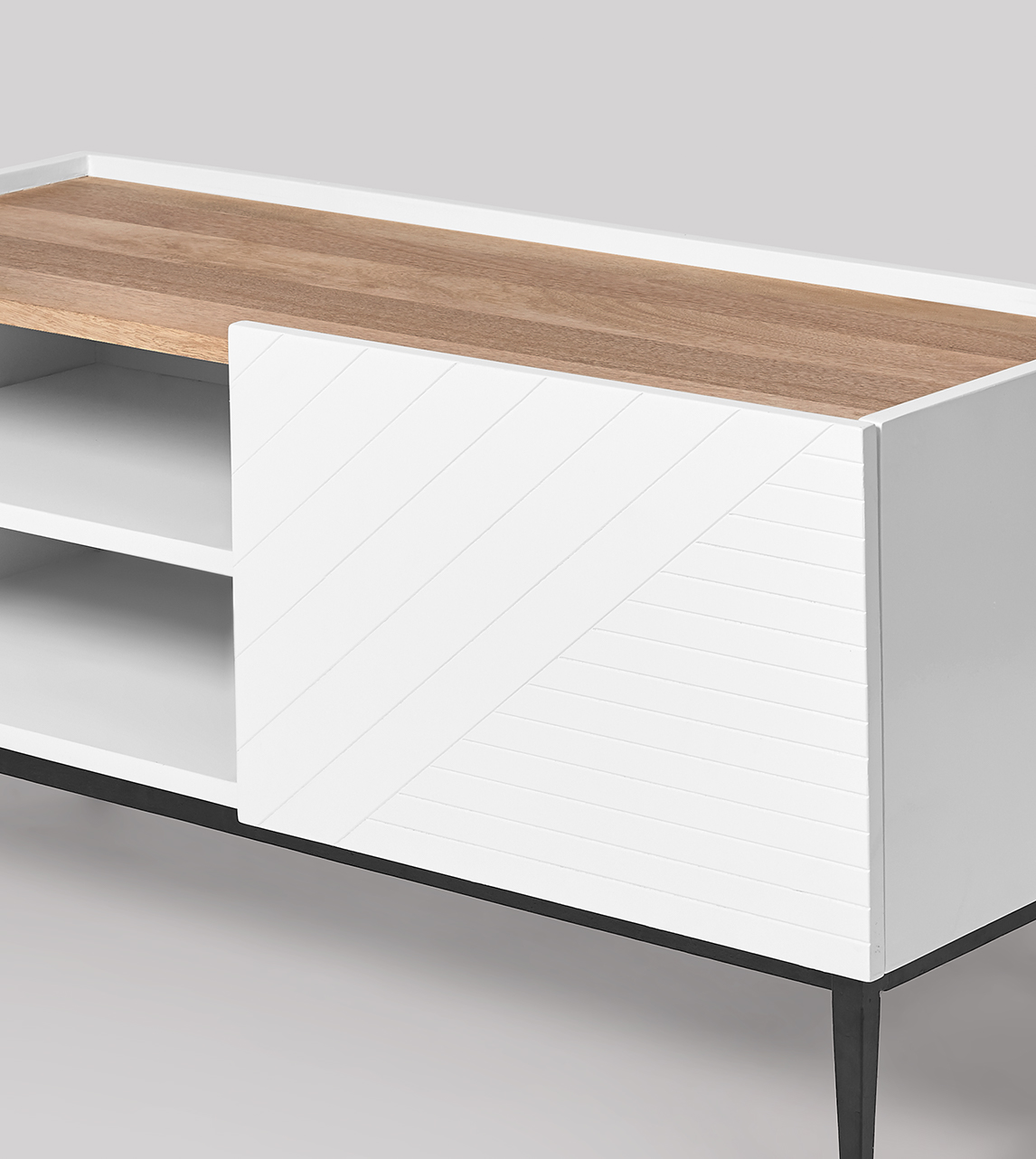 Lima Contemporary Style Small TV Stand in Mango Wood & White Swoon