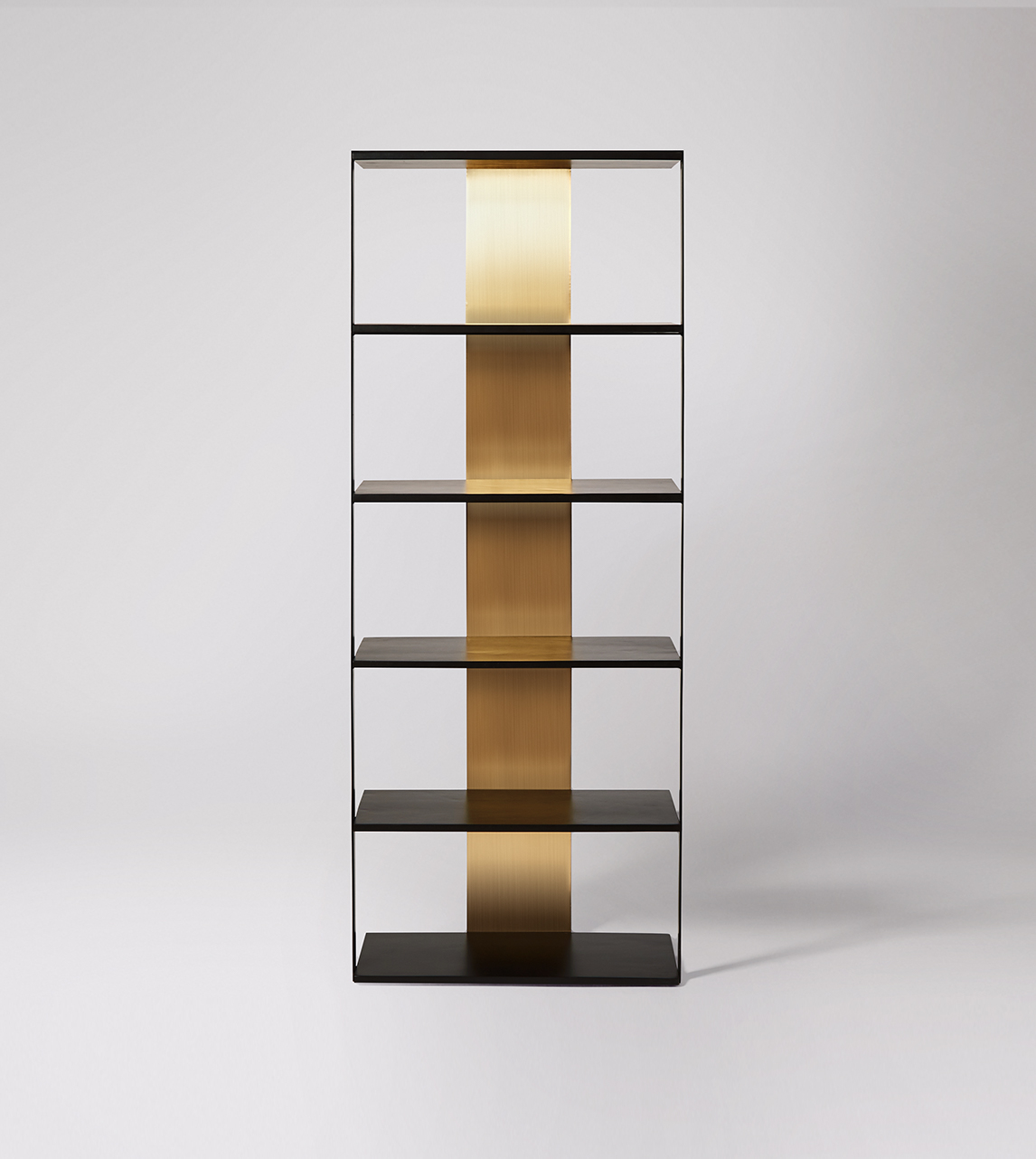 Loretta Shelving in Black Steel Black Mango Wood Brass Swoon