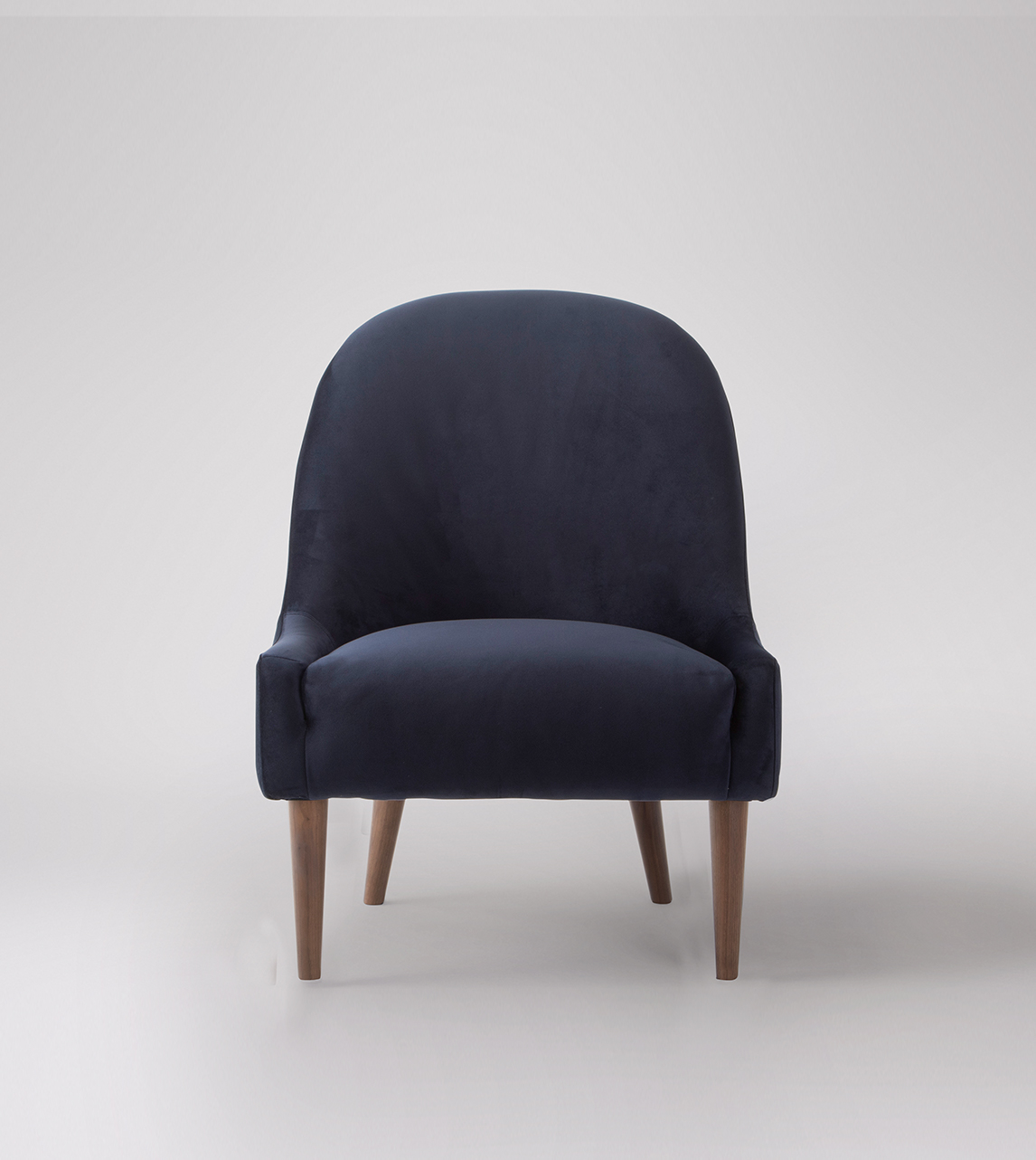 Lorrie Classic Occasional Chair in Midnight Blue Velvet with Natural