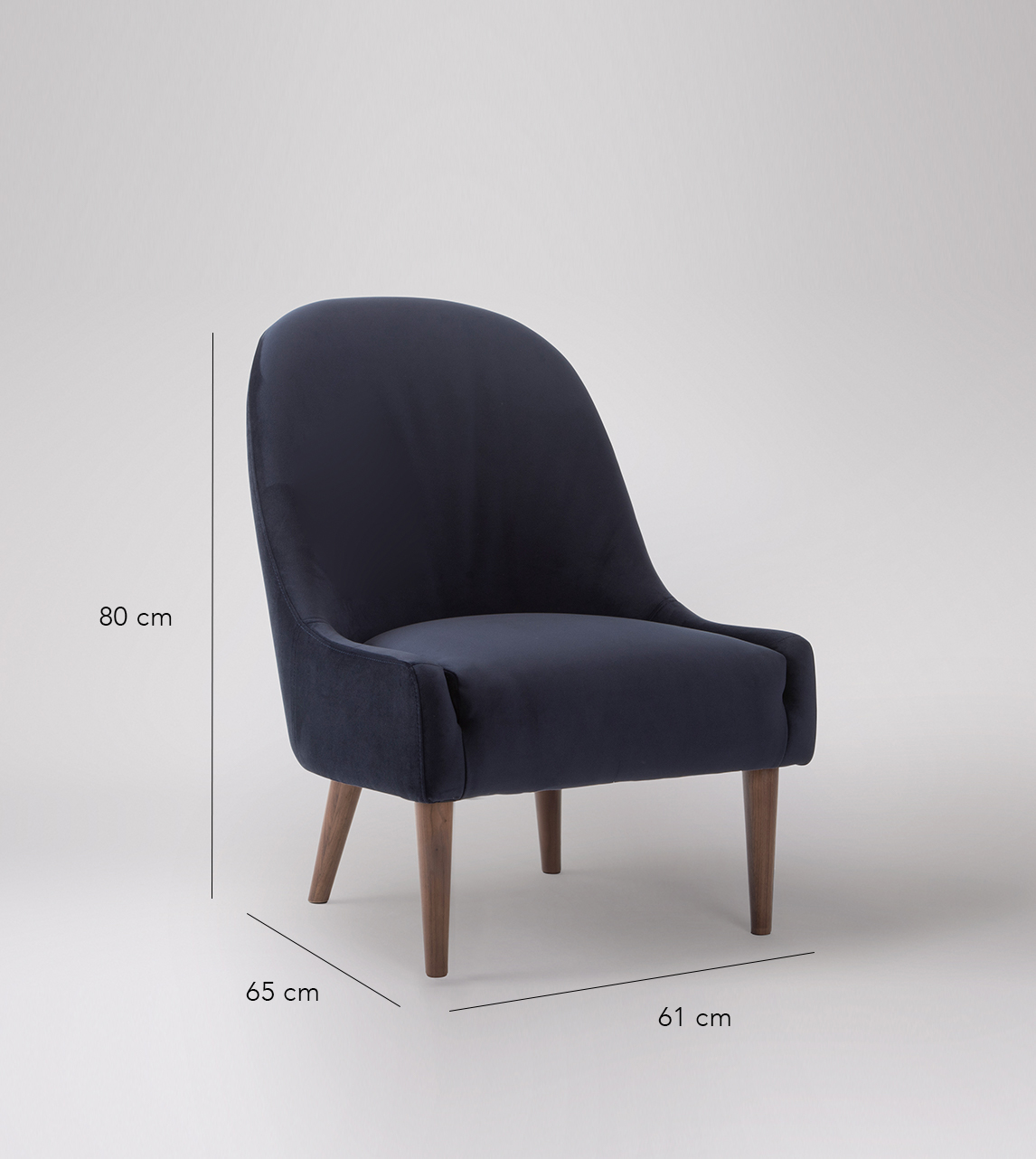 Lorrie Classic Occasional Chair in Midnight Blue Velvet with Natural