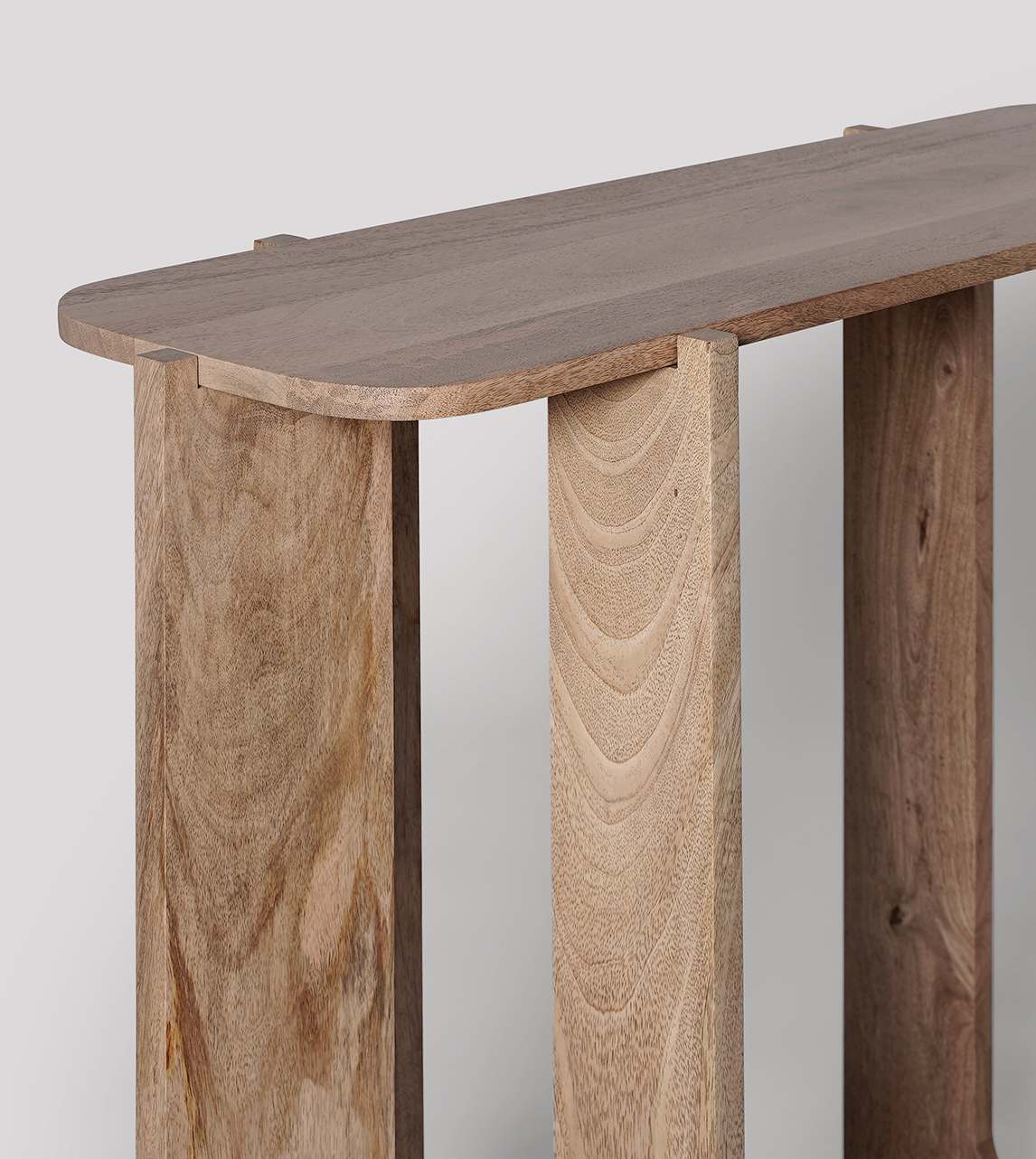 Medway Contemporary Console Table in Natural OakStained Mango Wood Swoon