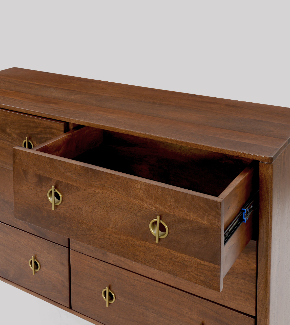 Morse Scandi Six-drawer Chest of Drawers in Dark Brown Mango Wood | Swoon