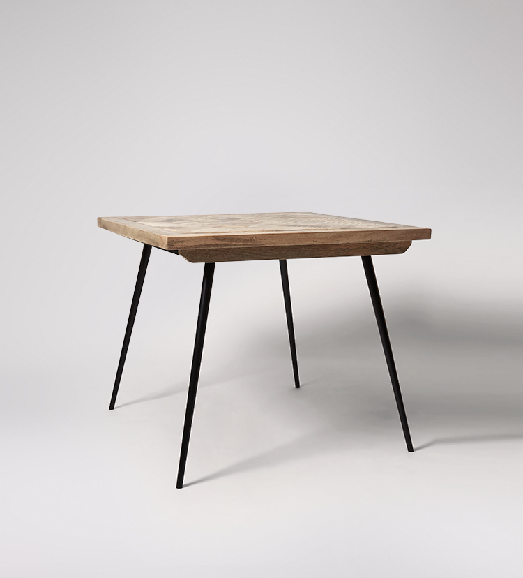 Ellis Industrial Small Dining Table in Natural Mango Wood & Matt Black