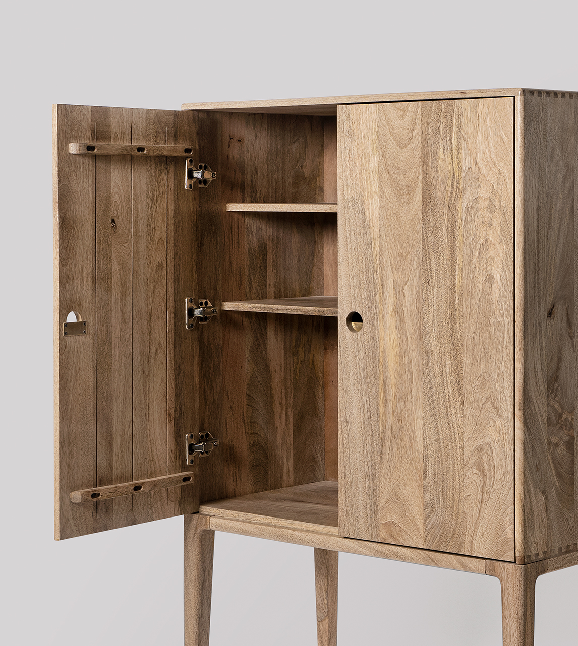 Nyhavn MidCentury Scandi Drinks in Natural Mango Wood & Brass