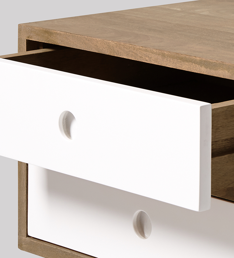 Otto Bedside Table, Mid-Century Style in Mango Wood & White | Swoon