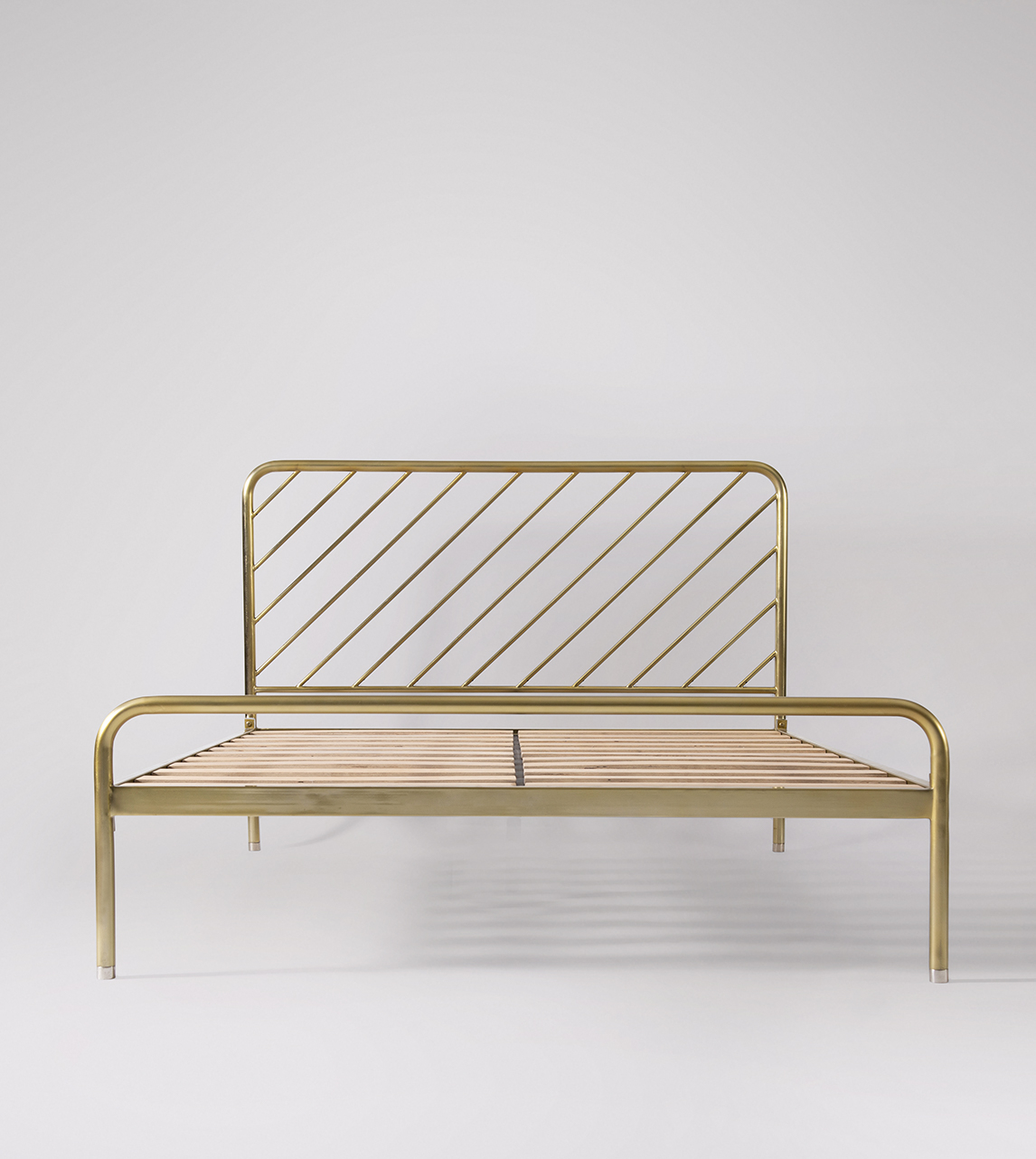 Pacini Double Bed Frame in Brass with Chrome Caps Swoon
