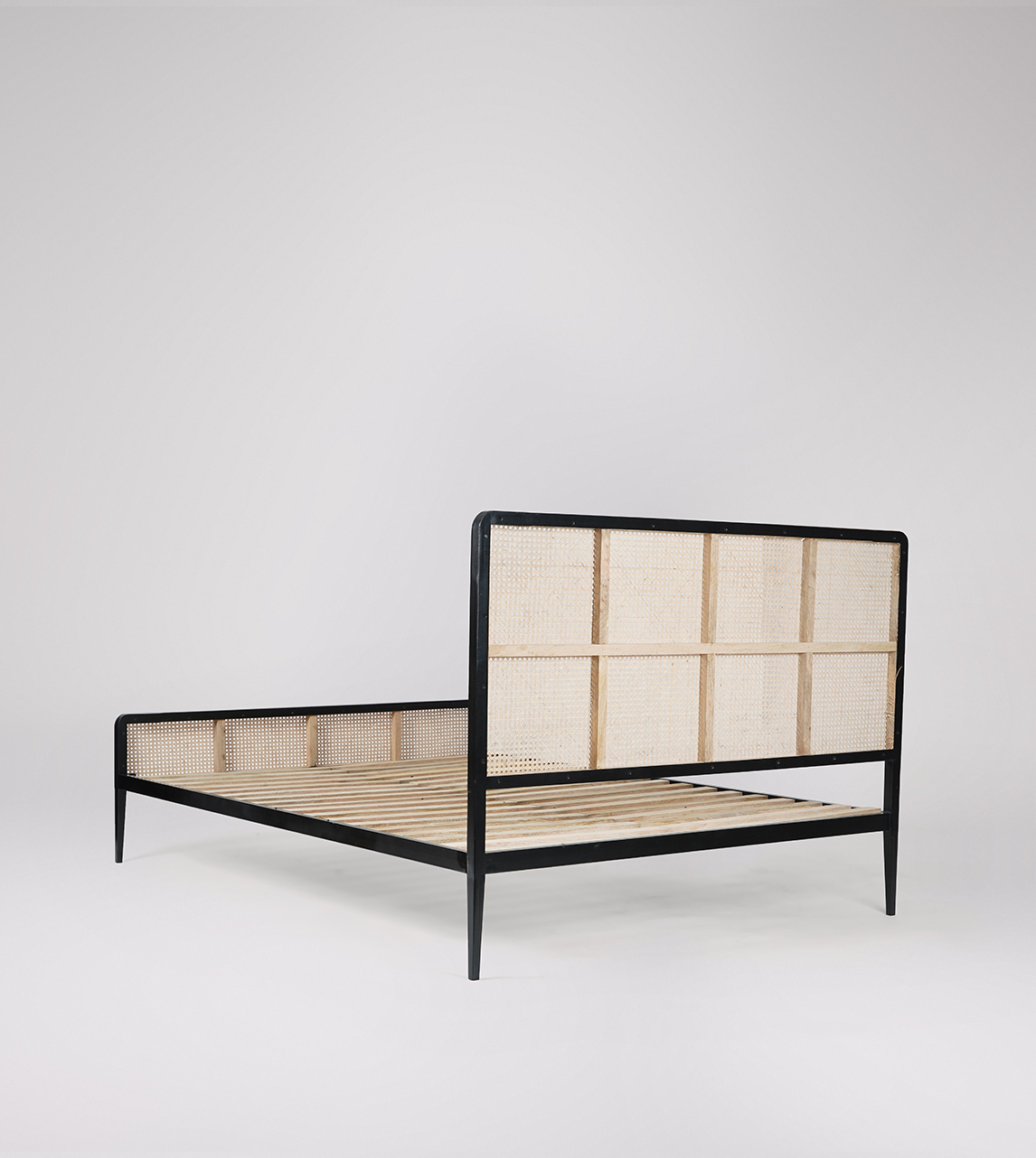 Petersham Contemporary King Size Bed Frame in Charcoal & Natural Rattan