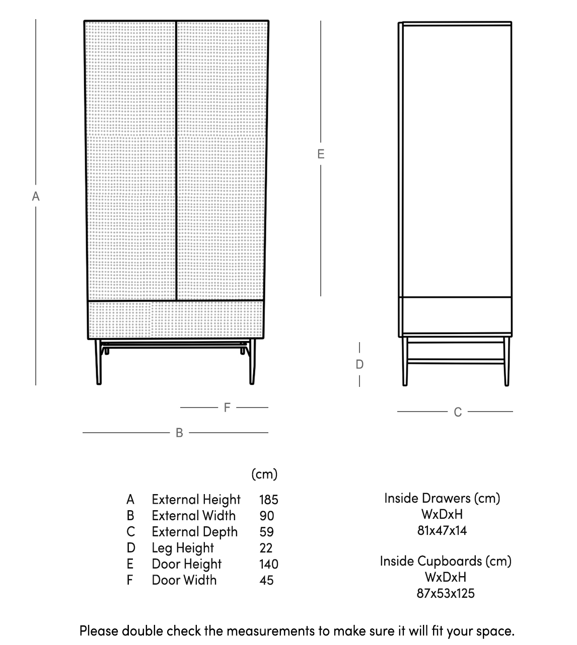 Petersham Contemporary Double Wardrobe in Black Mango Wood & Natural