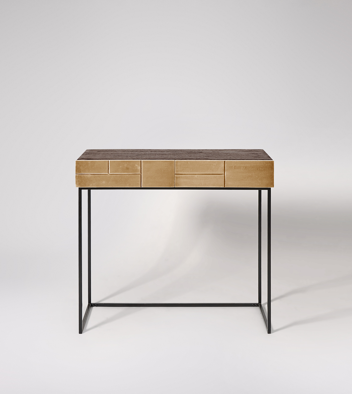 wood brass desk