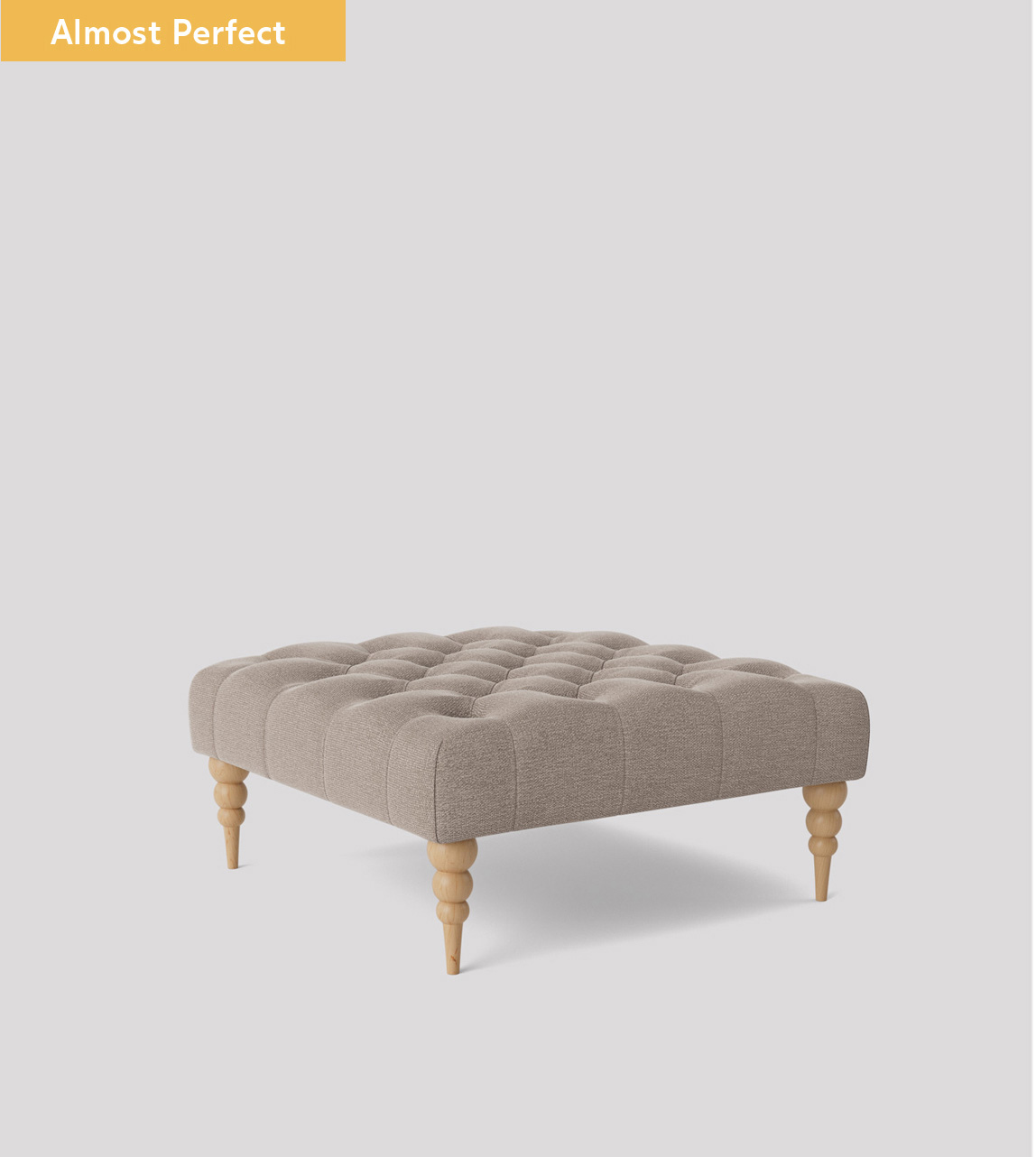 Plymouth Square Ottoman in Ivory Smart Wool with Dark Feet Swoon