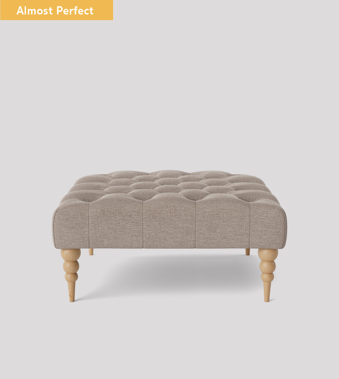 Plymouth Square Ottoman in Ivory Smart Wool with Dark Feet Swoon