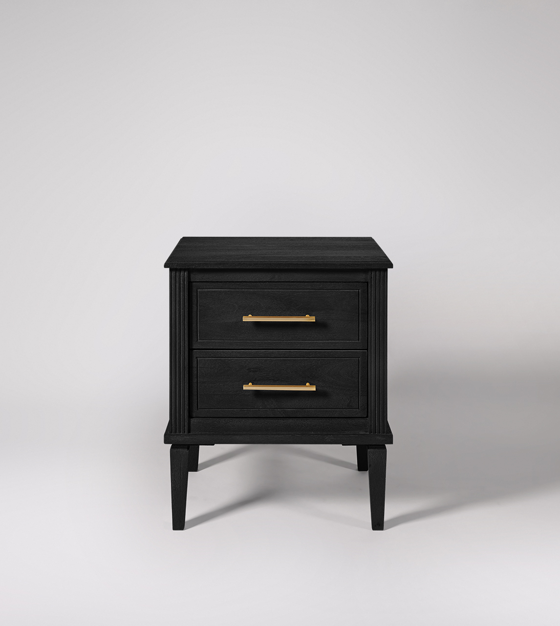 Claudine Bedside Table in Black Mango Wood & Brass | Swoon Claudine Bedside Table in Black Mango Wood & Brass | Swoon