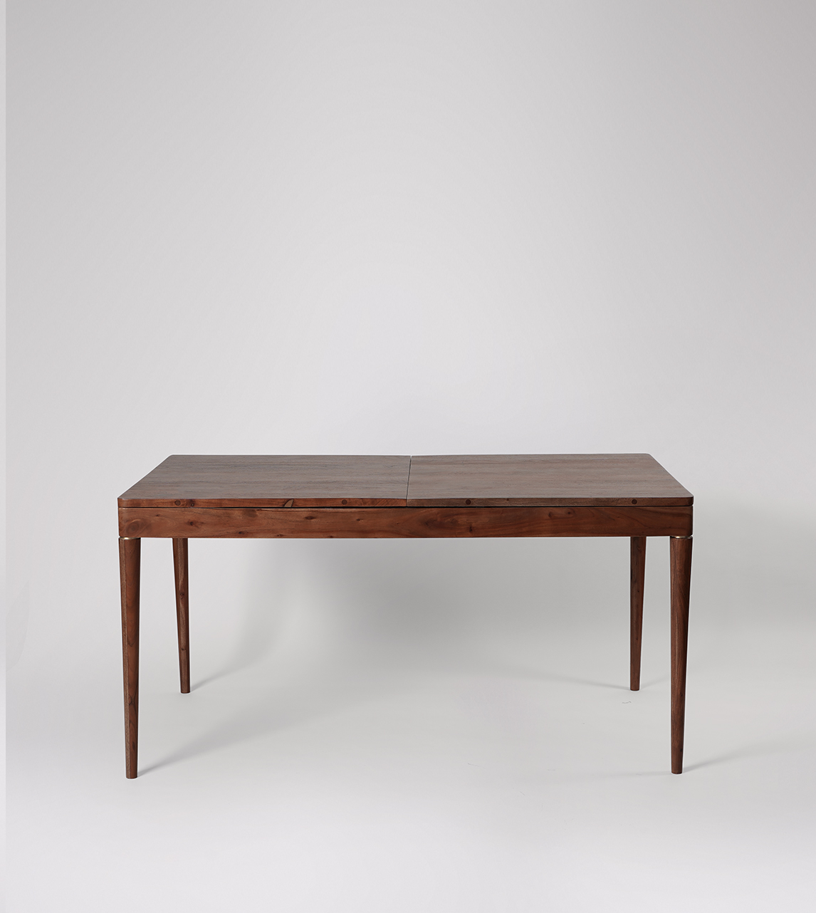 Bjorn Mid-Century Extendable Dining Table in Dark Brown Acacia & Brass |  Swoon