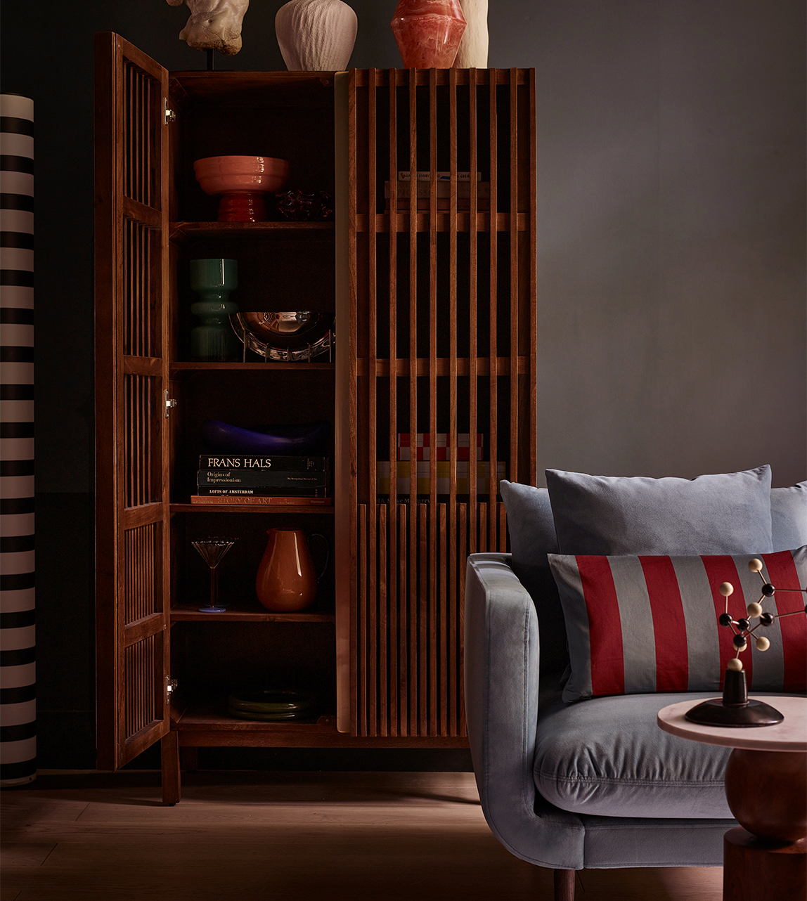 Klaus Mid Century Display Cabinet in Tobacco-stained Mango Wood