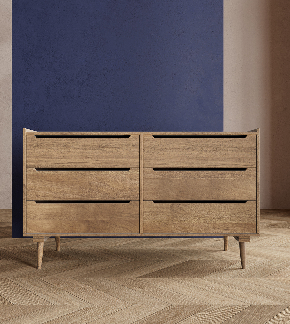 Southwark Scandi Six-Drawer Chest of Drawers in Natural Oak-stained ...