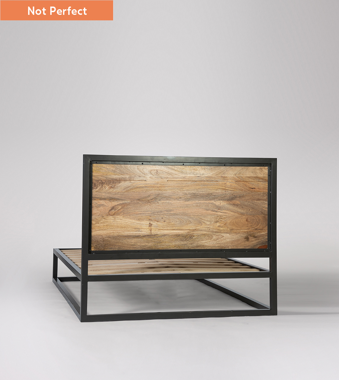 Beck Industrial Double Bed Frame in Matt Charcoal Steel & Natural Mango ...