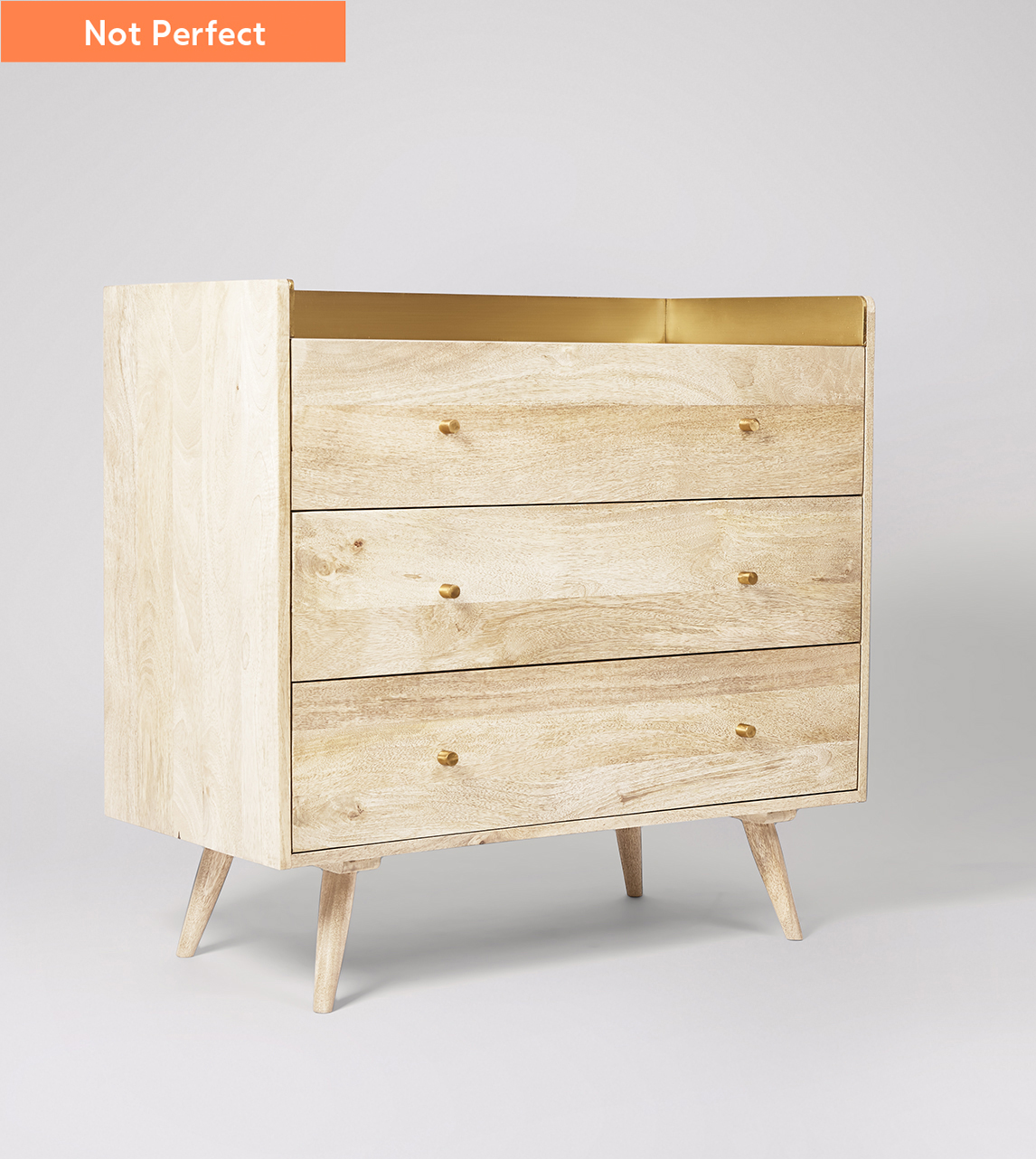 Fresco Chest of Drawers, Scandi Style in Natural Mango Wood & Brass ...